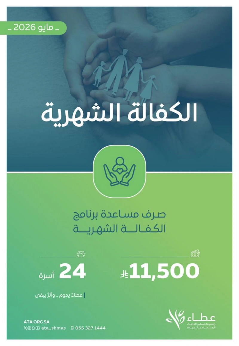 الكفالة الشهرية خلال شهر مايو
